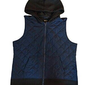 Style & Co. Sport Womens Quilted Hooded Vest XL Polyester & Rayon Blend Black &